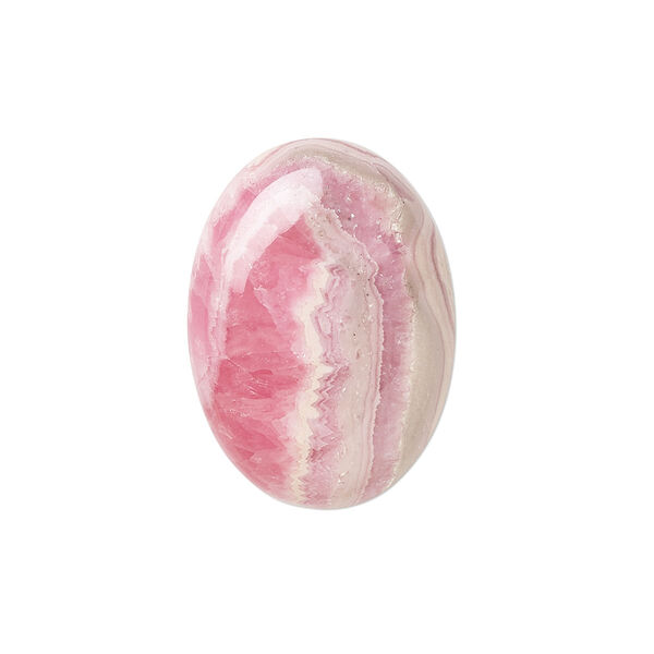 Cabochon, rhodochrosite (natural), 25x18mm calibrated oval, B grade, Mohs hardness 3-1/2 to 4-1/2. Sold individually. image number 0
