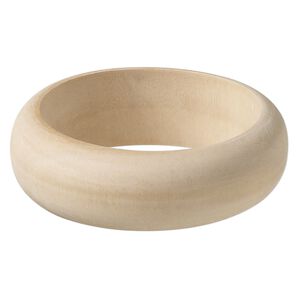 Bracelet, bangle, wood (natural), 25mm wide half-round, 8 inches. Sold individually.