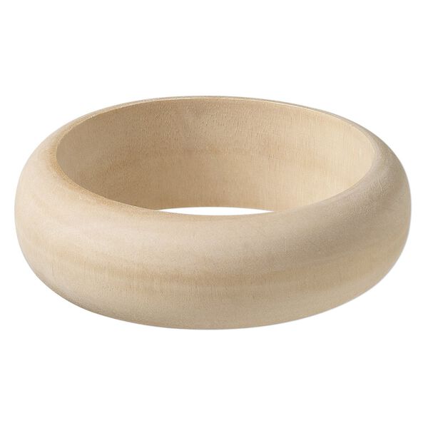 Bracelet, bangle, wood (natural), 25mm wide half-round, 8 inches. Sold individually. image number 0