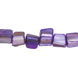 Mother-of-pearl shell 1pkg1, triangle tube bead 15 inch royal purple 7x6mm-10x9mm