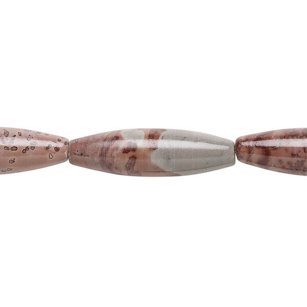 Limestone 1pkg1, oval tube bead B grade, 15.5-16 inch Crazy Horse™ stone 36x10mm image number 0
