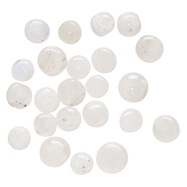 Bead mix, rainbow moonstone (natural), 9x5mm-14x6mm hand-cut rondelle with 0.4-1.4mm hole, C grade, Mohs hardness 6 to 6-1/2. Sold per 1-ounce pkg, approximately 15-25 beads. image number 0