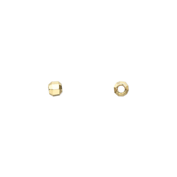 Bead, gold-finished brass, 3.5mm faceted round. Sold per pkg of 48. image number 0