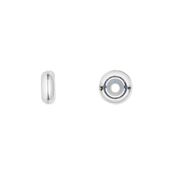 Bead keeper, silicone and silver-plated brass, clear, 9x3.5mm rondelle. Sold per pkg of 4. image number 0