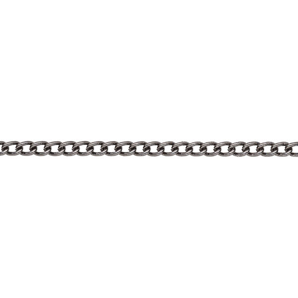 Chain, gunmetal-plated steel, 2mm curb. Sold per pkg of 5 feet. image number 0
