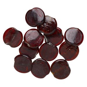 Bead, lampworked glass, translucent dark brown, 34-36mm flat round. Sold per pkg of 12.