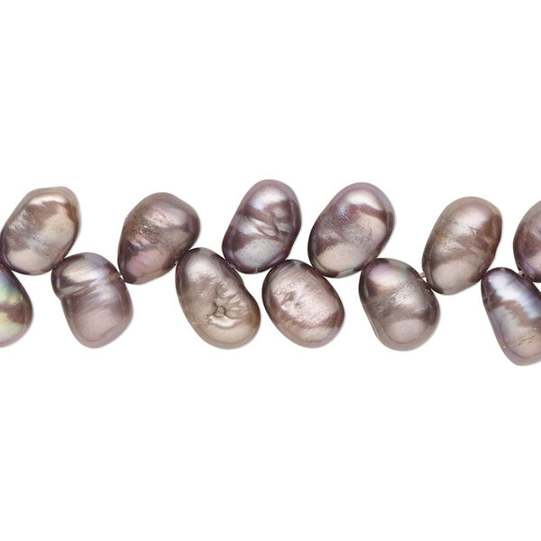 Pearl, cultured freshwater (dyed), orchid, 6x5mm-8x6mm herringbone-drilled flat-sided rice with 0.4-0.6mm hole, D grade, Mohs hardness 2-1/2 to 4. Sold per 15-inch strand. image number 0