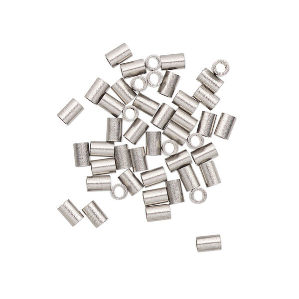 Crimp, stainless steel, 3x2mm tube, 1.3mm inside diameter. Sold per pkg of 50. image number 0