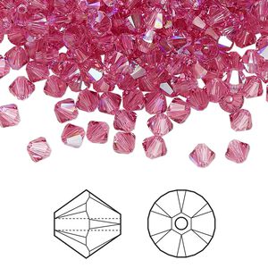 Bead 144pk rose shimmer, Crystal Passions® 4mm bicone 5328