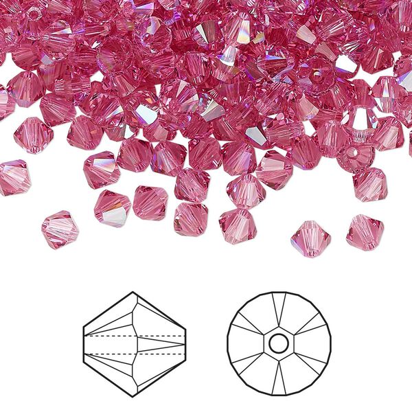 Bead 144pk rose shimmer, Crystal Passions® 4mm bicone 5328 image number 0
