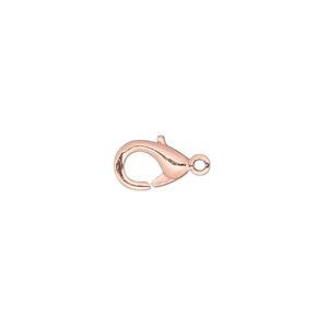 Clasp lobster claw 1pkg100 copper-plated, 11x6.5mm, brass 1-strand