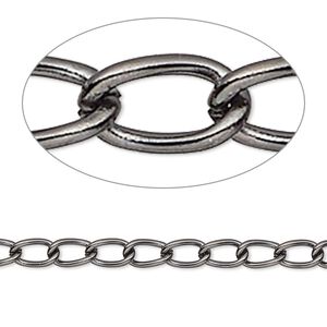 Chain 1pkg1 gunmetal-plated curb, 4mm, brass 5 foot unfinished