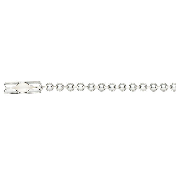 Chain 1pkg1 sterling silver, 2mm ball 18 inch / connector clasp image number 0