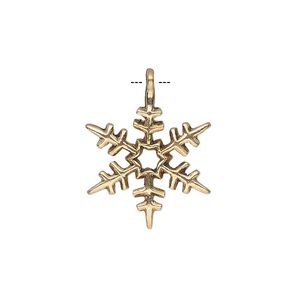 Charm, antique gold-finished "pewter" (zinc-based alloy), 20x18mm single-sided snowflake. Sold per pkg of 20.