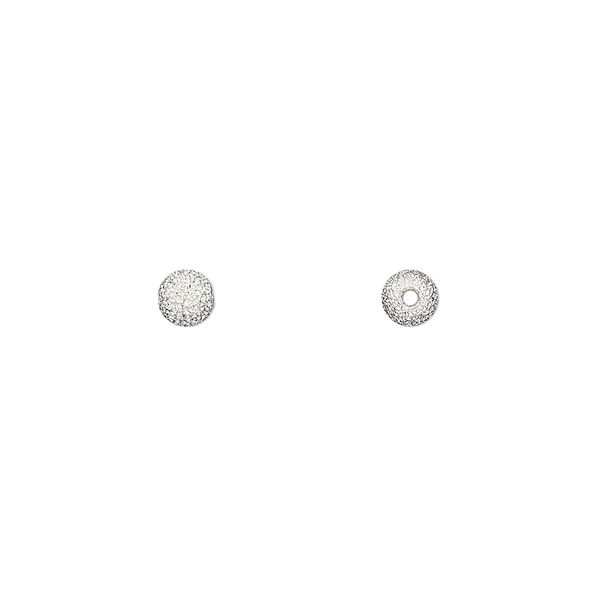 Bead, silver-plated brass, 4mm stardust round. Sold per pkg of 20. image number 0