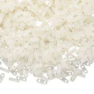 Seed bead, TILA®, glass, pkg/250g, 5x1.2mm quarter tila rectangle, translucent opal, (QTL-512).