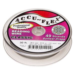 Beading wire, Accu-Flex®, nylon and stainless steel, clear, 49 strand, 0.012-inch diameter. Sold per 30-foot spool.