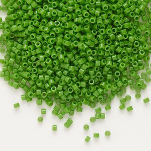 Seed bead, Delica®, glass, pkg/50g, #11 round, opaque green (DB-0724).