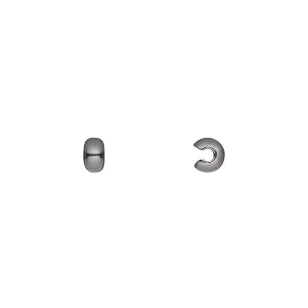 Crimp cover, gunmetal-plated brass, 4mm round. Sold per pkg of 100. image number 0