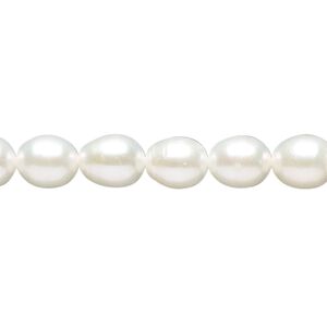 Pearl, cultured freshwater (bleached), white, 6-8mm rice, C grade. Sold per (2) 15.5-16 inch strands.