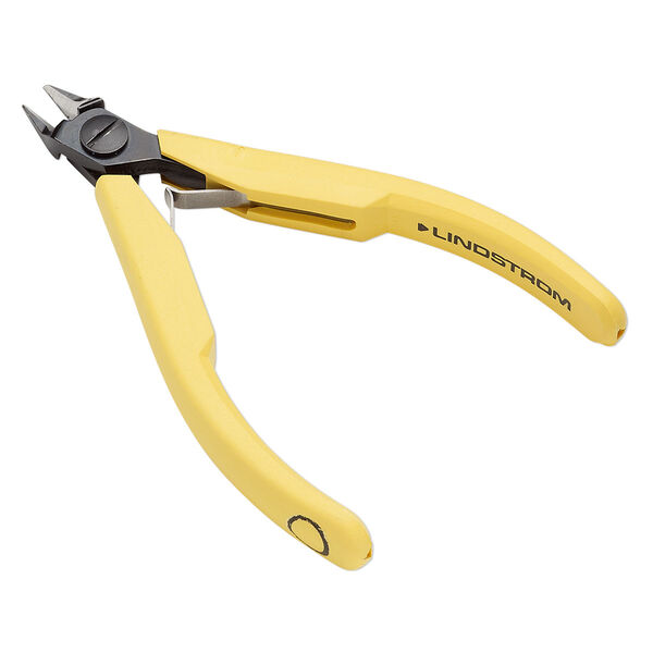 Pliers, Lindstrom® 80 series, tapered and relieved flush-cutter, carbon steel and rubber, yellow, 4-1/4 inches. Sold individually. image number 0