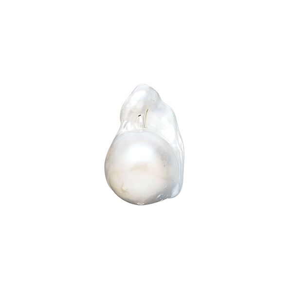 Cultured freshwater pearl, 1pkg1 15x12mm-21x14mm vertically-drilled baroque C grade, bleached white image number 0