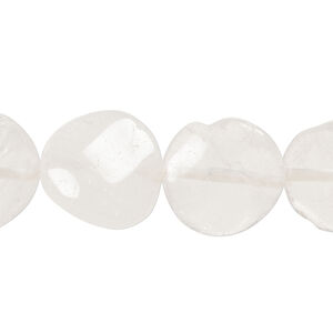Quartz crystal 1pkg1, twisted flat round bead natural, 15 inch 16mm