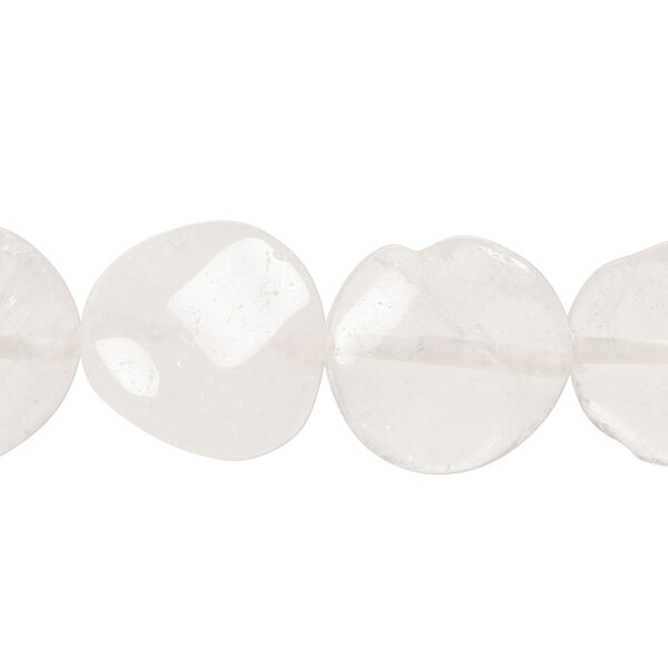 Quartz crystal 1pkg1, twisted flat round bead natural, 15 inch 16mm image number 0