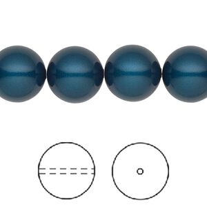 Pearl 100pk petrol, Swarovski® 12mm round 5810