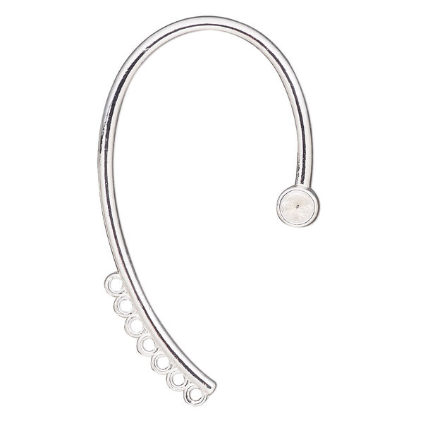 Earring, silver-finished brass, 54x31mm ear wrap with SS19 chaton setting and 7 loops. Sold per pair. image number 0