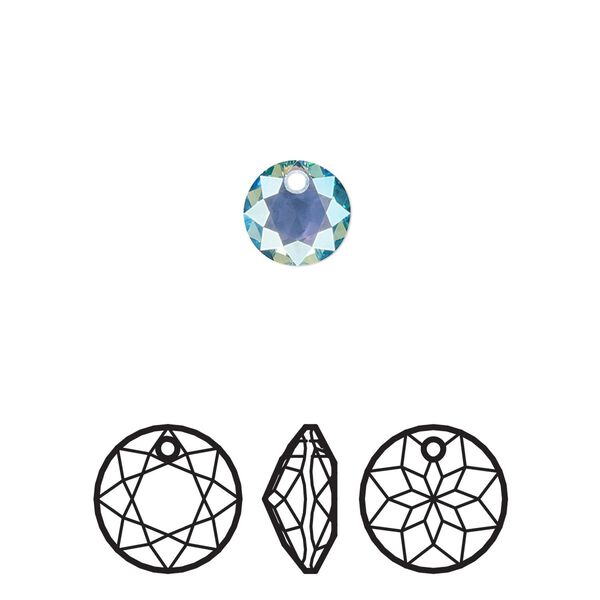 Drop 4pk aquamarine shimmer, Crystal Passions® 8mm pendant classic cut 6430 image number 0