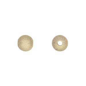 Bead, gold-plated brass, 8mm stardust round. Sold per pkg of 20.