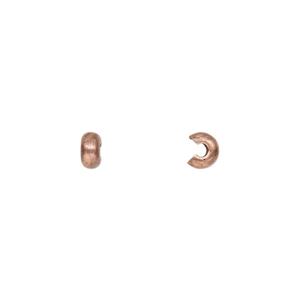 Crimp cover, antique copper-plated brass, 4mm smooth round. Sold per pkg of 500. image number 0