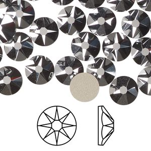 Flat back 12pk crystal light chrome foil back, Crystal Passions® 8.412-8.672mm rose round SS40 2088