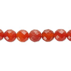Carnelian 1pkg1, faceted round bead 15.5-16 inch 8mm
