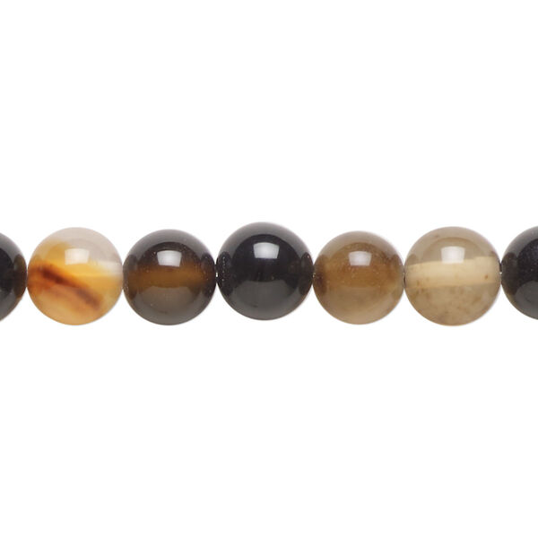 Bead, black agate (dyed), 8mm round, C grade, Mohs hardness 6-1/2 to 7. Sold per 15-inch strand. image number 0