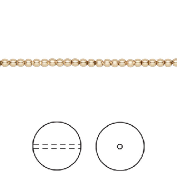 Pearl 100pk bright gold, Crystal Passions® 2mm round 5810 image number 0