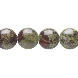 Dragon blood jasper 1pkg1, puffed flat round bead natural 15.5-16 inch 12mm