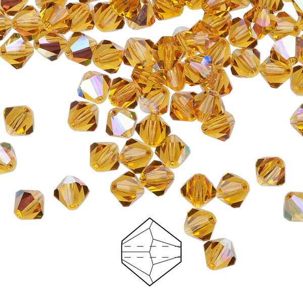 Bead 24pk topaz AB, Preciosa Czech crystal 5mm bicone image number 0
