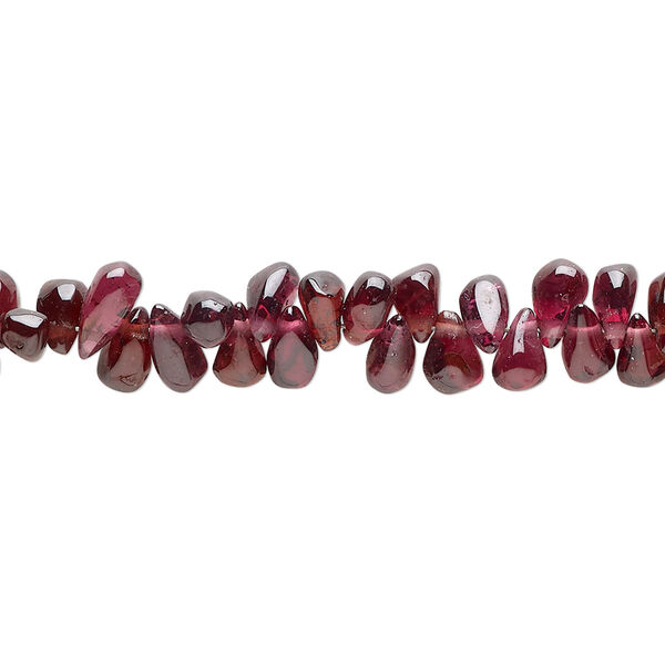 Rhodolite garnet 1pkg1, hand-cut top-drilled teardrop bead natural C+ grade, 7 inch 5x3mm-7x4mm image number 0