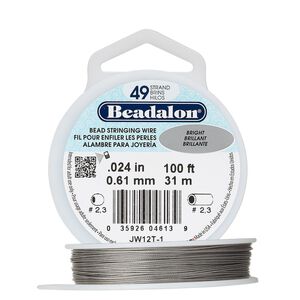 Wire, Beadalon®, nylon and stainless steel, bright, 49 strand, 0.024-inch diameter. Sold per 100-foot spool.