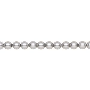 Pearl 100pk grey, Crystal Passions® 4mm round 5810