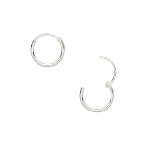 Earring hoop 1pkg2 sterling silver, 10mm round / endless loop, 1 pair