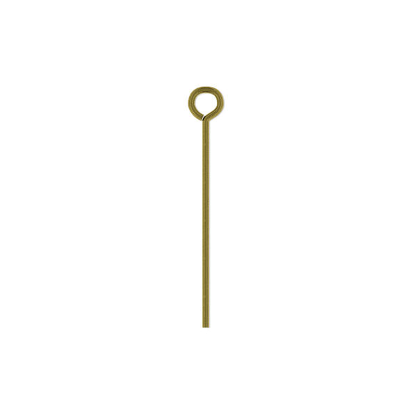 Eye pin, antique brass-plated steel, 1 inch, 21 gauge. Sold per pkg of 500. image number 0