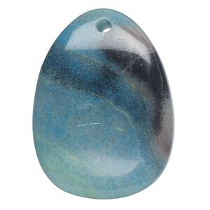 Trolleite 1pkg1, top-drilled wavy teardrop focal natural 40x20mm