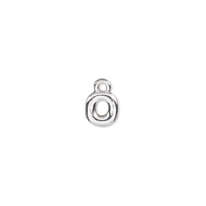 Charm, silver-finished "pewter" (zinc-based alloy), 7.5x7mm number 0. Sold per pkg of 2.