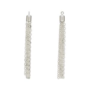 Focal, 1pkg2 silver-plated brass, 3 x 1/4 inch tassel with cable chain.