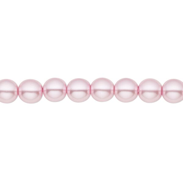 Bead, Czech pearl-coated glass druk, opaque light pink, 6mm round. Sold per 15-1/2" to 16" strand. image number 0