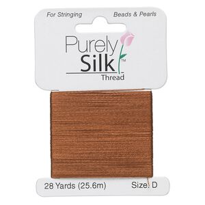 Thread, Purely Silk™, brown, size D. Sold per 28-yard card.