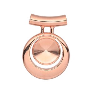 Pendant, Almost Instant Jewelry®, copper-plated "pewter" (zinc-based alloy), 31x22mm single-sided round go-go, 3.5mm hole with 12mm rivoli setting and tube bail. Sold individually.